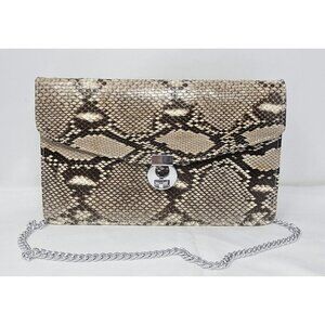 Python Snakeskin Shoulder Bag Womens Medium Clutch Chain Wallet Purse Handbag